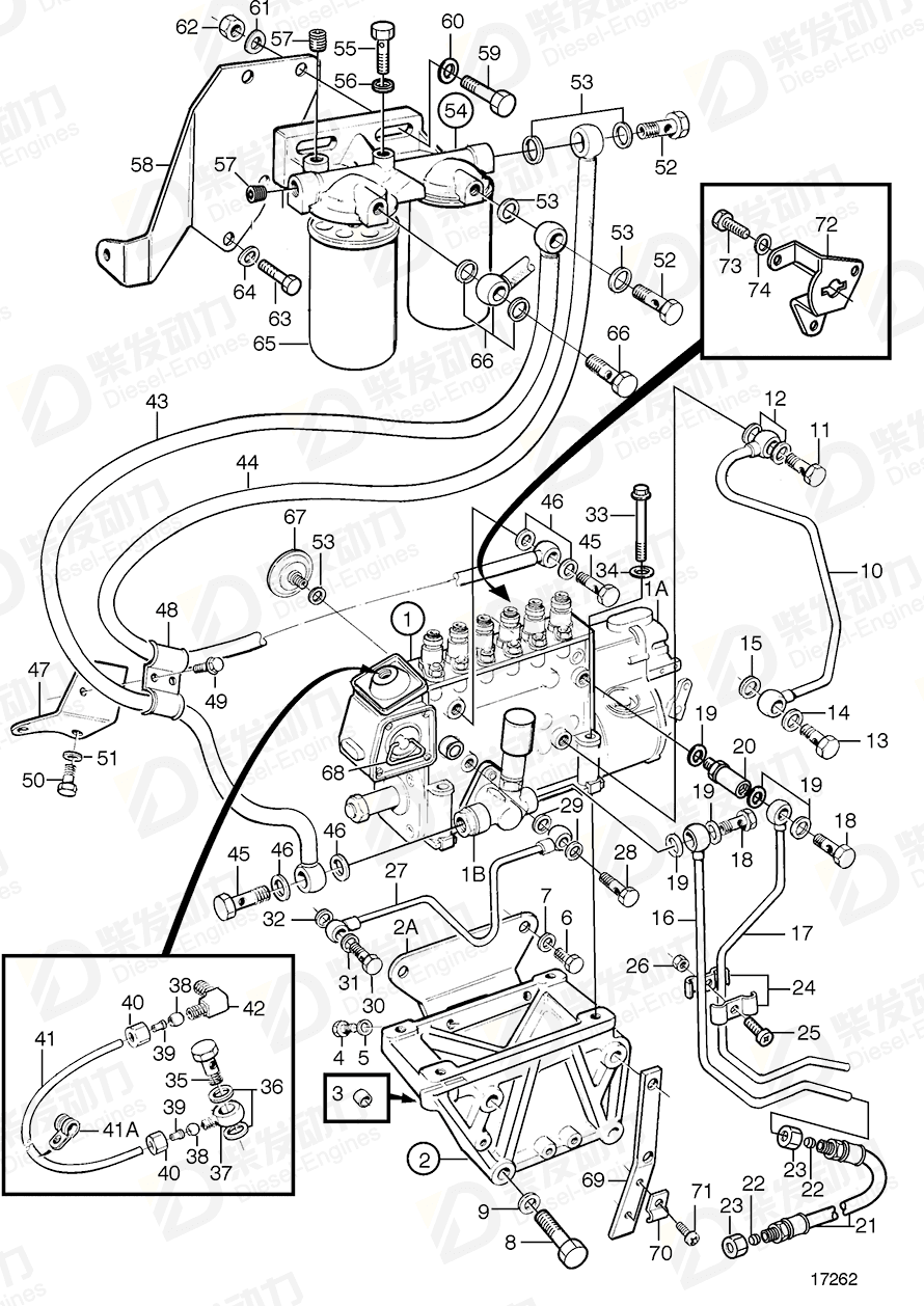 VOLVO Injection pump 3825107 Drawing VOLVO Injection pump 3825107 Drawing